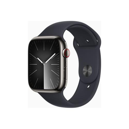 Apple Watch Series 9 Gps + Cellular - Boîtier Acier Inoxydable 45 Mm Graphite Minuit - Bracelet S/M