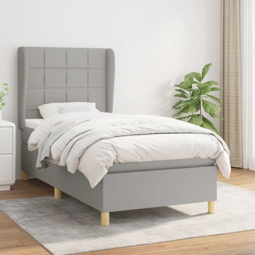 Vidaxl Lit À Sommier Tapissier Et Matelas Gris Clair 90x190 Cm Tissu