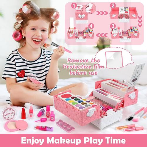 Maquillage Enfant Jouet Filles, 30 Pcs Lavable Malette Maquillage