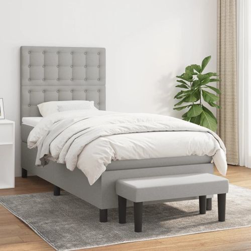 Vidaxl Lit À Sommier Tapissier Et Matelas Gris Clair 90x190 Cm Tissu