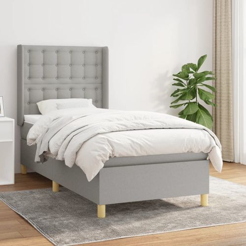 Vidaxl Lit À Sommier Tapissier Et Matelas Gris Clair 90x190 Cm Tissu