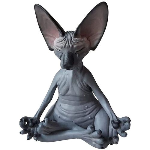 Chat Sphynx M¿¿Diter, Statue De Chat Pensant, Chat Pensant M¿¿Ditant, D¿¿Cor De Collection De M¿¿Ditation De Chat Sans Poils Sphynx