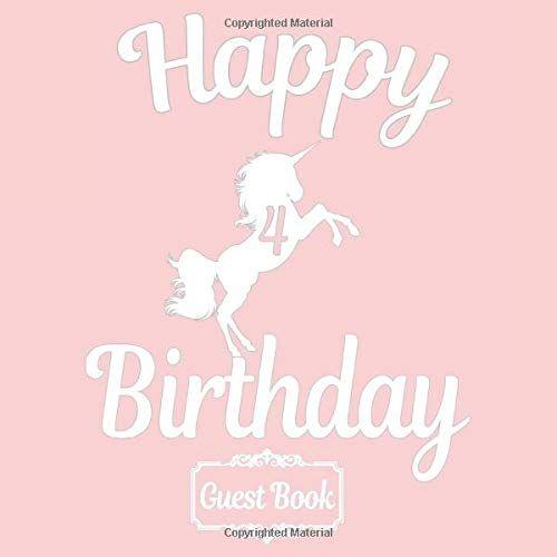 All In One Happy 4th Birthday Girls & Boys 4 Years Old B-Day Guest Books, Gifts Tracker Log & Keepsake Pages - 120 Pages Of Guests Special Wishes, Memory Pictures Pages For Lasting Keepsake & Gift Reg