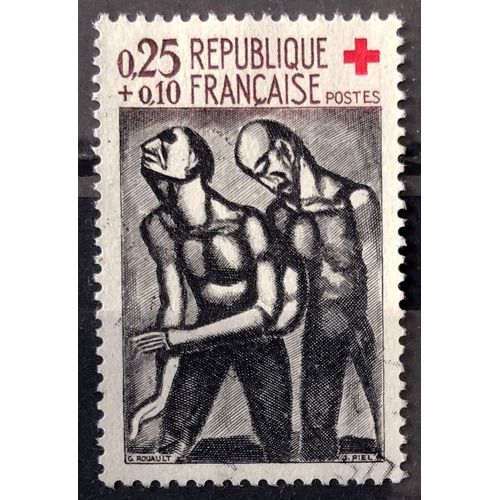 Croix Rouge 1961 - Rouault 0,25+0,10 Gris, Noir Et Sépia (Très Joli N° 1324) Obl - France Année 1961 - Brn83 - N33568