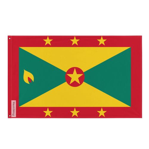 Drapeau de la Grenade en plusieurs tailles 100 % polyester Imprimer avec Double ourlet - 90x150cm / 2. 2 ¿illets à gauche