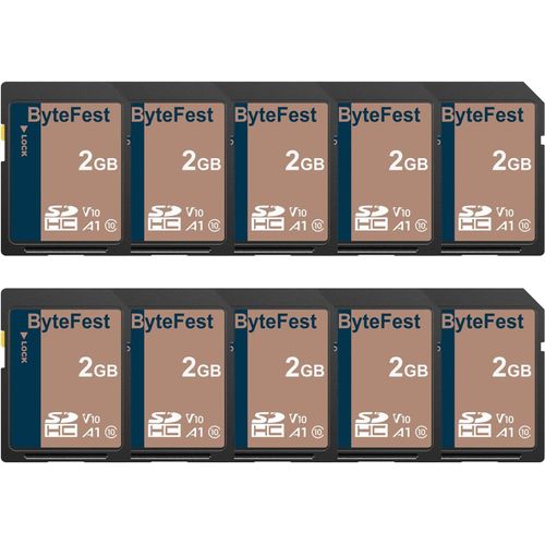 Carte Sd 2Go Lot De 10, Cartes Sdhc Mémoire Sd Classe 10, A1, U1, V10, Pour Appareil Photo, Dslr, Photographe Professionnel[SDC630301]