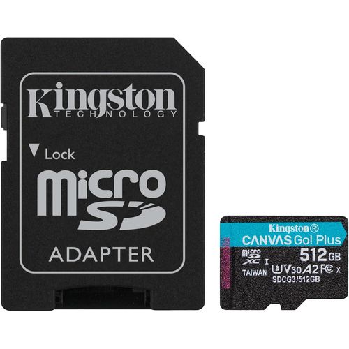 Canvas Go Plus Microsd Carte Mémoire Classe 10, Uhs-I 512Go Microsdxc 170R A2 U3 V30 Card + Adp[SDC630328]