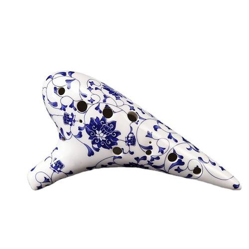 Ocarina en argile durable, Instrument de musique en porcelaine bleue et  blanche peinte à la main avec sangle de cou, Idée cadeau