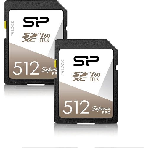 Silicon Power Superior Pro Uhs-Ii Lot De 2 Cartes Mémoire Sdxc V60 R/W Jusqu'À 280/170 Mo/S 512 Go[SDC631551]