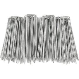 Piquets de Jardin 100 pcs,Piquets de Fixation en Acier pour Jardin Toiles  de Paillages et de Jardinage Grillage,Galvanisé Antirouille à Chaud Agrafes  en Forme de U(150 mm de Long,Ø 3mm)