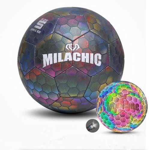 MILACHIC Ballon de Football Réfléchissant Fluorescent Lumineux en Cuir PU à  Point Machine - Numéro 4 - Coloré 5031