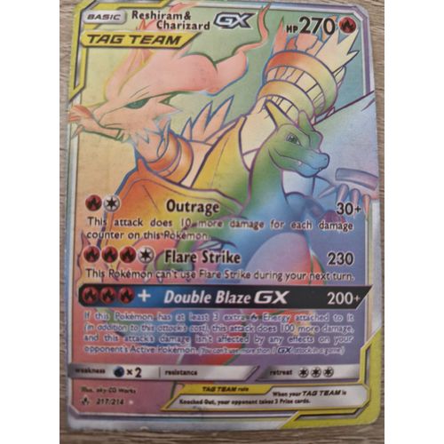 Carte Reshiram & Charizard Gx, Pokémon En Anglais (Shrouden Fable Scarlet & Violet)