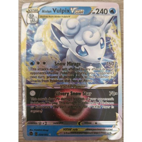 Carte Alolan Vulpix Vstar, Pokémon En Anglais (Shrouden Fable Scarlet & Violet)
