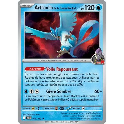 Carte Pokémon - Artikodin De La Team Rocket - 051/182 - Holo-Rare - Ev10 Rivalités Destinées