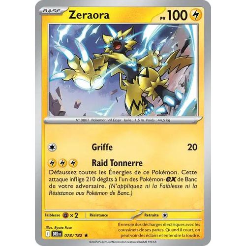 Carte Pokémon Zeraora - 078/182 - Holo-Rare - Ev10 Rivalités Destinées
