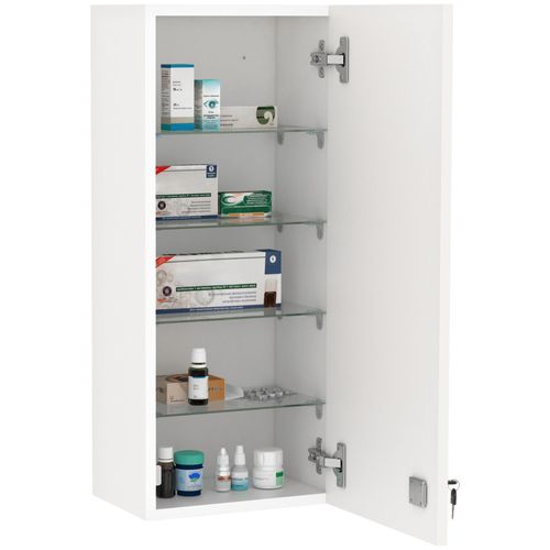 Armoire À Pharmacie Murale Verrouillable - 5 Niveaux - Verre Panneaux Blanc