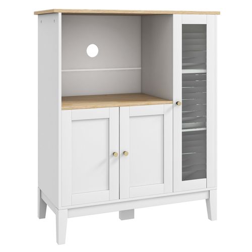 Buffet Style Classique Chic 3 Portes Étagères Niche Blanc Aspect Bois