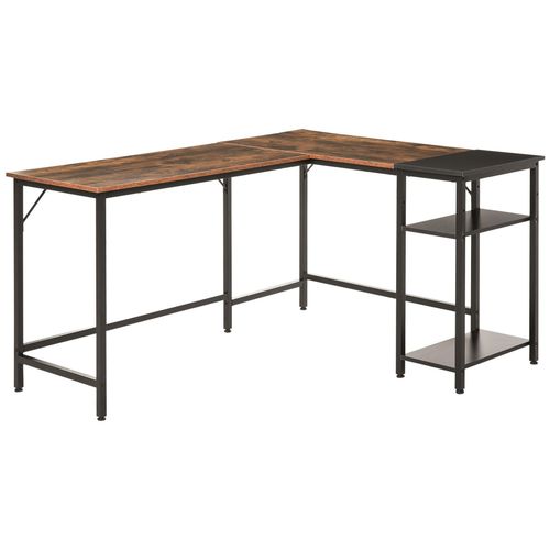 Bureau Informatique Design Industriel Bureau D'angle 2 Tablettes Support Cpu Imprimante Aspect Vieux Bois