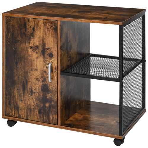 Support D'imprimante - Caisson Organiseur Bureau - Placard Porte, 2 Niches, Grand Plateau - Panneaux Part