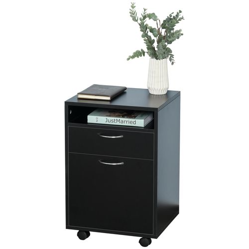Caisson De Bureau Rangement Bureau Sur Roulettes Tiroir Placard Niche Panneaux Particules Noir