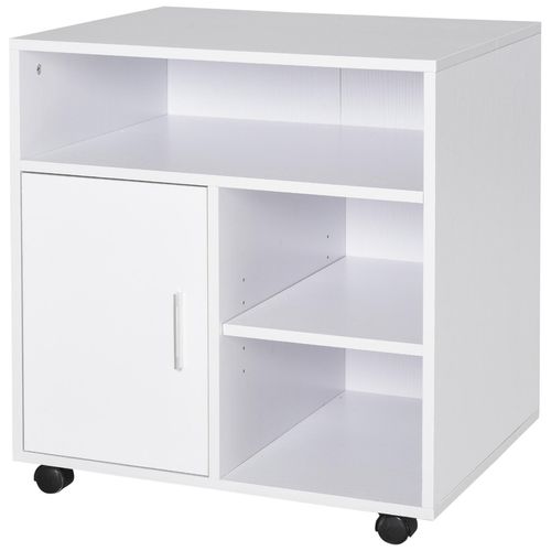 Support D'imprimante Organiseur Bureau Caisson Placard Porte 3 Niches + Grand Plateau Panneaux Particules