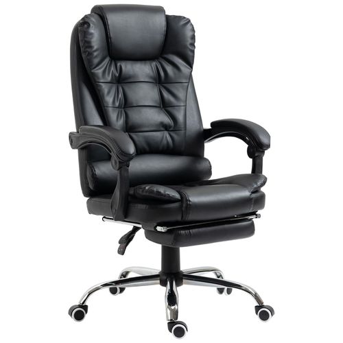 Fauteuil De Bureau Fauteuil Manager Grand Confort Réglable Dossier Inclinable Repose-Pied Revêtement Synthétique Noir