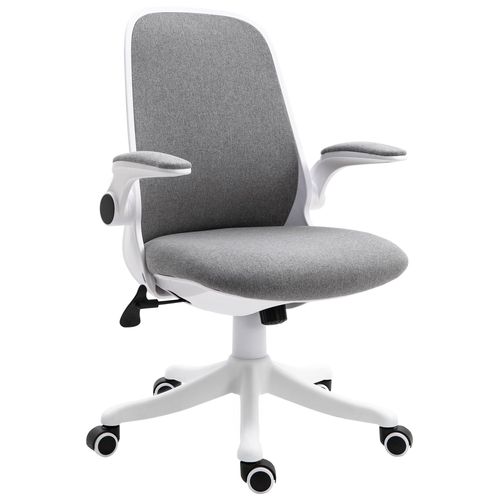 Chaise De Bureau Accoudoirs Relevables Support Lombaires Tissu Gris