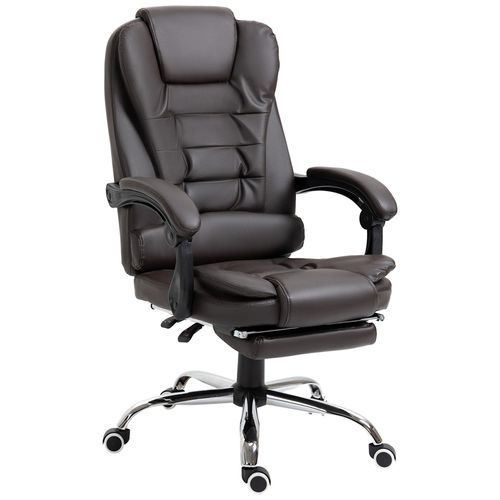 Fauteuil De Bureau Fauteuil Manager Grand Confort Réglable Dossier Inclinable Repose-Pied Revêtement Synthétique Chocolat