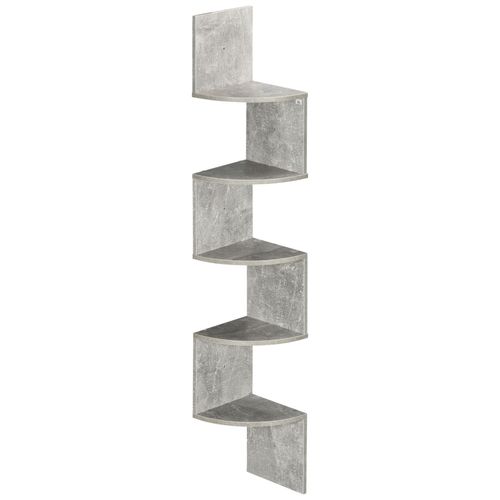 Étagère D'angle Étagère De Rangement Design Contemporain Zig Zag 20l X 20l X 126h Cm 5 Niveaux Panneaux De Particules Gris