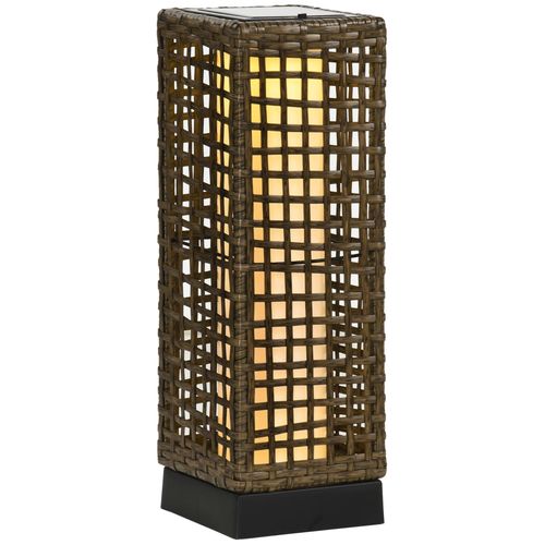 Lampadaire Solaire Led Style Exotique H.46 Cm Résine Tressée Aspect Rotin Naturel