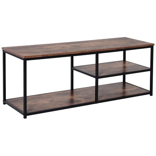 Meuble Tv Design Industriel Dim. 120l X 40l X 45h Cm Grand Plateau 2 Étagères Panneaux Particules Coloris