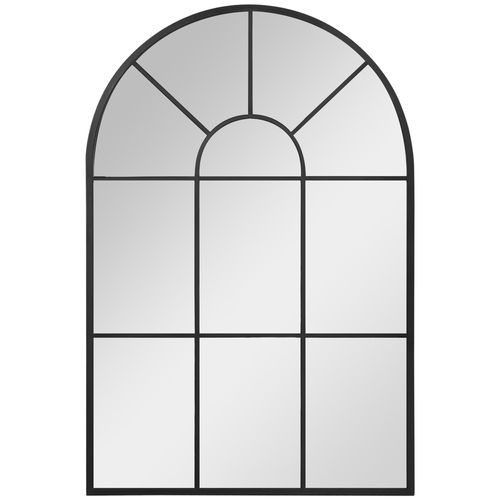 Miroir mural aspect verrière style classique chic métal noir verre