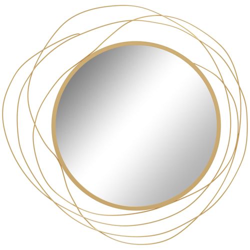 Miroir rond design moderne Ø 65 cm métal filaire doré