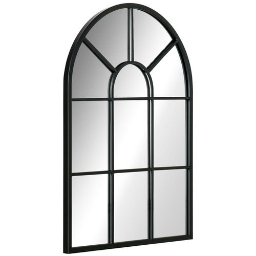 Miroir mural style art déco forme voûtée dim. 50L x 70H cm métal noir verre