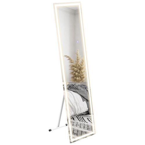 Miroir sur pied ou mural rectangulaire grande taille LED tactile blanc