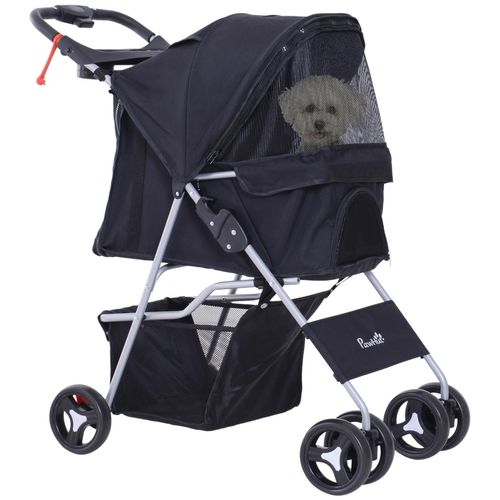 Poussette Buggy Pour Chiens 75l X 46l X 94h Cm Pliable Imperméable Tissu 600d Oxford 4 Roues Noir