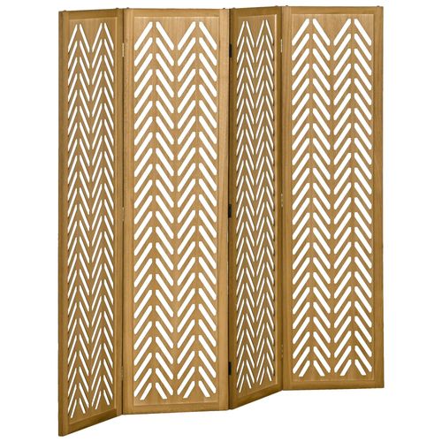 Paravent intérieur ajouré 4 panneaux pliables séparateur de pièce bois de paulownia verni