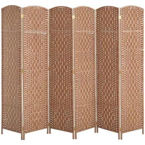 Paravent séparateur de pièce pliable 6 panneaux dim. 270L x 180H cm bois osier tressé