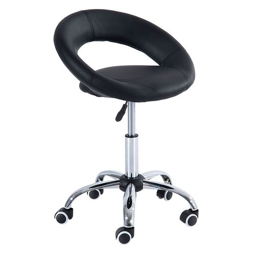 Tabouret De Massage Néo-Rétro Réglable Pivotant Noir Métal Chromé