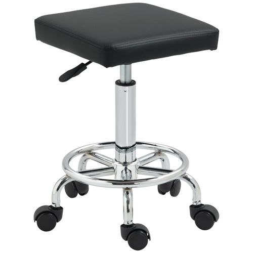 Tabouret De Travail Sur Roulettes Avec Repose-Pieds - Tabouret Médical Hauteur Réglable 50-66 Cm Pivotant - Noir
