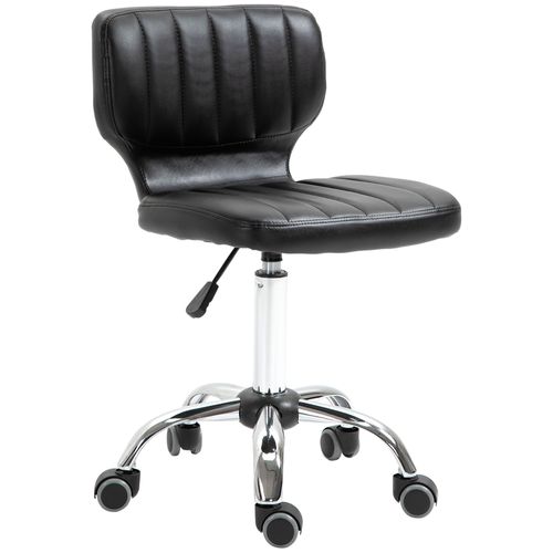 Tabouret De Massage Réglable Pivotant Métal Chromé Matelassé Noir