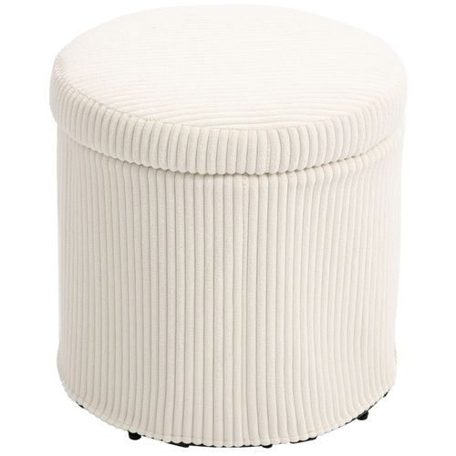 Pouf Coffre 32l Max. 120 Kg Velours Côtelé Beige Clair
