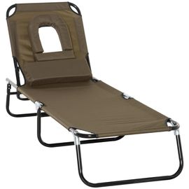 Bain De Soleil Pliable Transat Inclinable 4 Positions Chaise Longue De Lecture 3 Coussins Fournis Marron