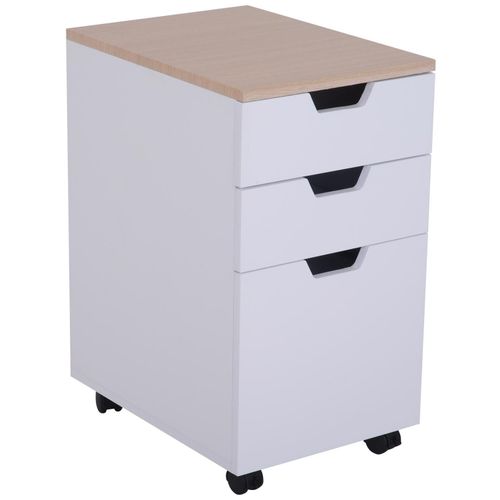 Caisson De Bureau Rangement Bureau Sur Roulettes 3 Tiroirs Coulissants Dim. 34l X 40i X 60,5h Cm Mdf Blan