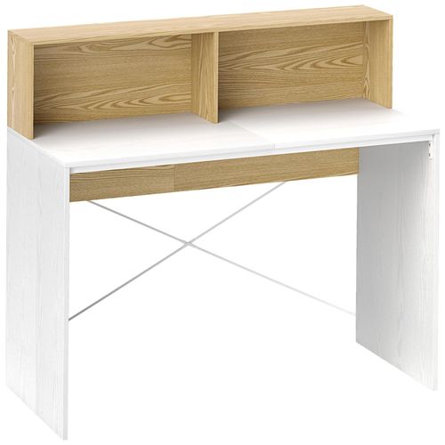 Bureau Secrétaire Style Cosy - 2 Niches, Étagère - Effet Bois Blanc Et Clair