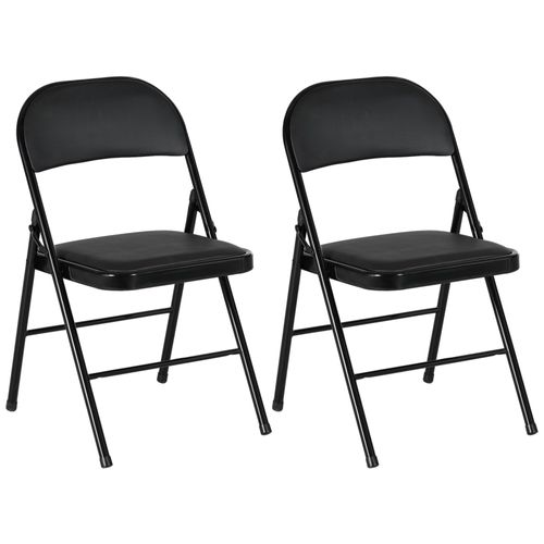 Lot De 2 Chaises Pliantes Assise Dossier Rembourrés Acier Synthétique Noir