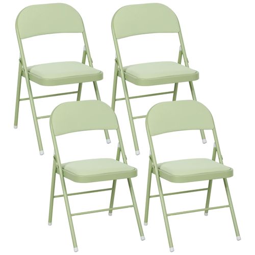 Lot De 4 Chaises Pliantes Assise Dossier Rembourrés Acier Velours Vert