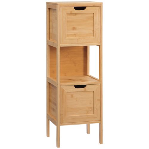 Meuble Colonne Salle De Bain Bambou Style Cosy Naturel Tiroirs Niche