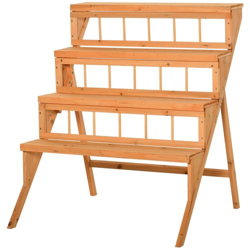 Étagère Échelle À Fleurs En Bois - Porte Plante Bois 4 Étagères - Bois Sapin Pré-Huilé