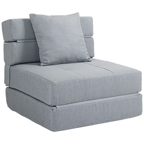 Chauffeuse Canapé-Lit Convertible 1 Place - Coussin Déhoussable Inclus - Tissu Gris Clair